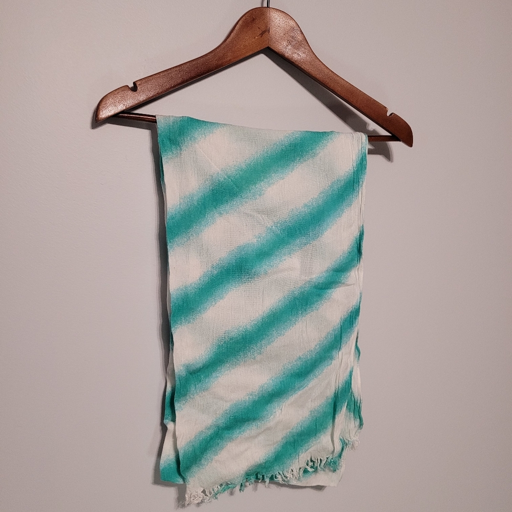 Dynamite Tie-Die Teal and White Scarf